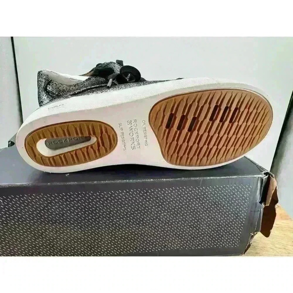 Rockport Works Parissa Silver Glitter Platform Sneaker | Composite Toe, Size 6.5 - Picture 5 of 6